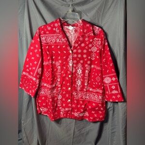 Alia Red Bandana-Style Button Shirt EPC